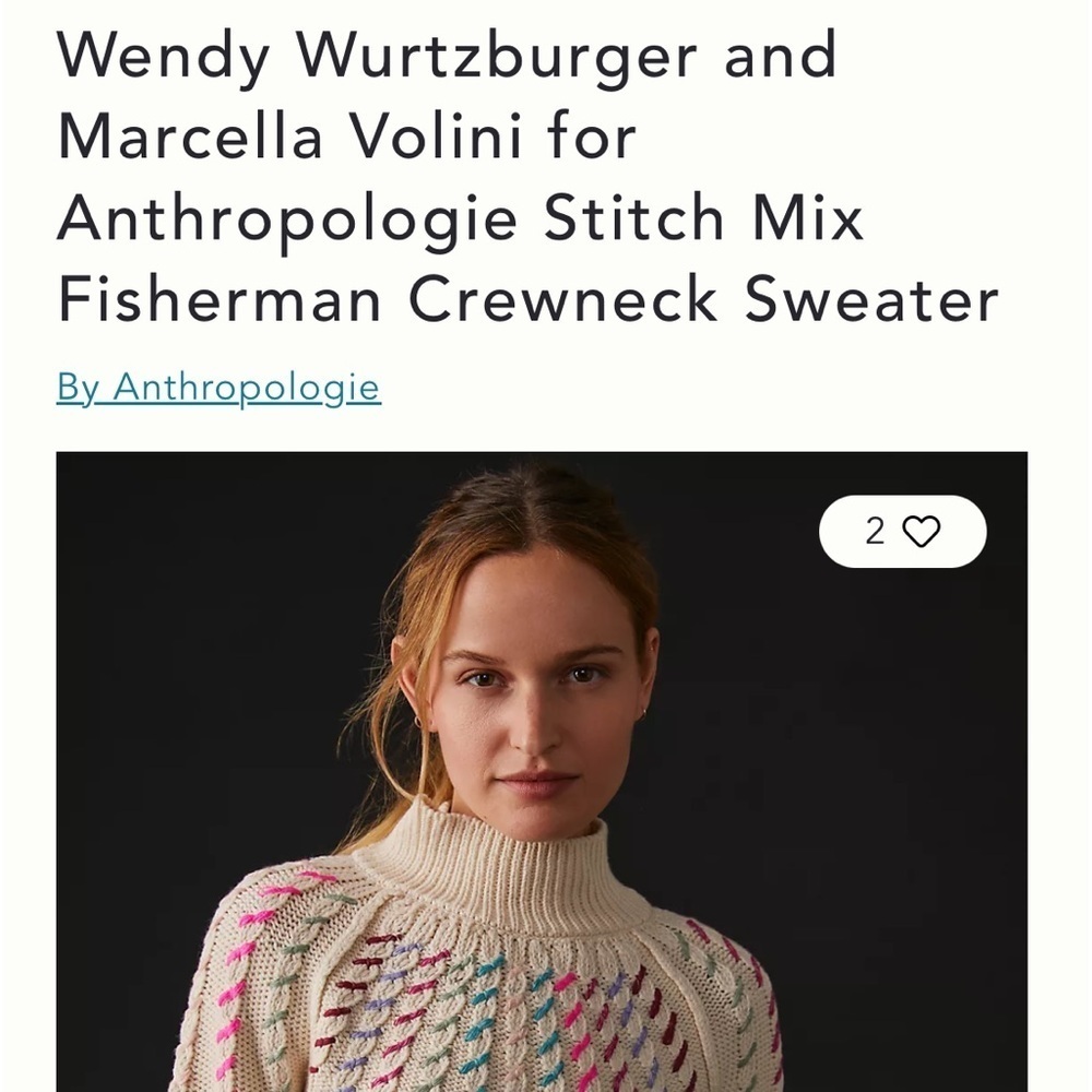 Anthropologie Wendy Wurtzburger Stitch Mix Fisherman Crewneck Sweater Small NWT - Picture 2 of 16